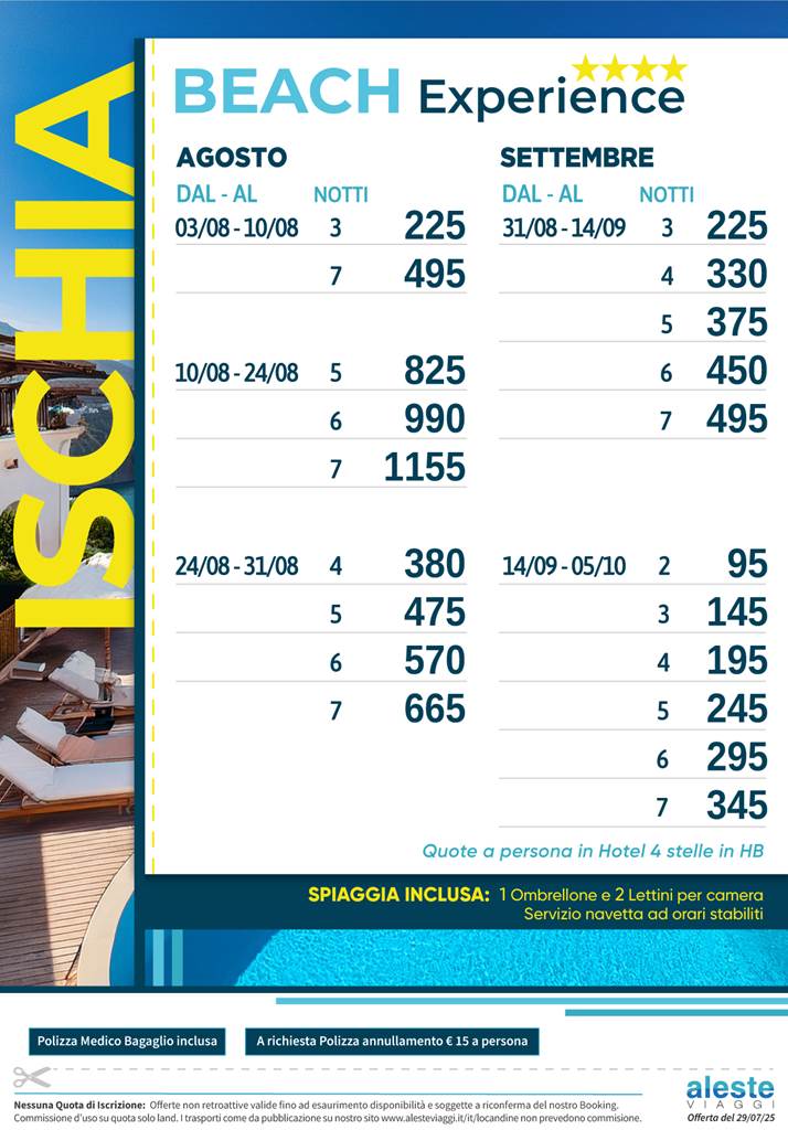 beach experience agosto settembre 2025