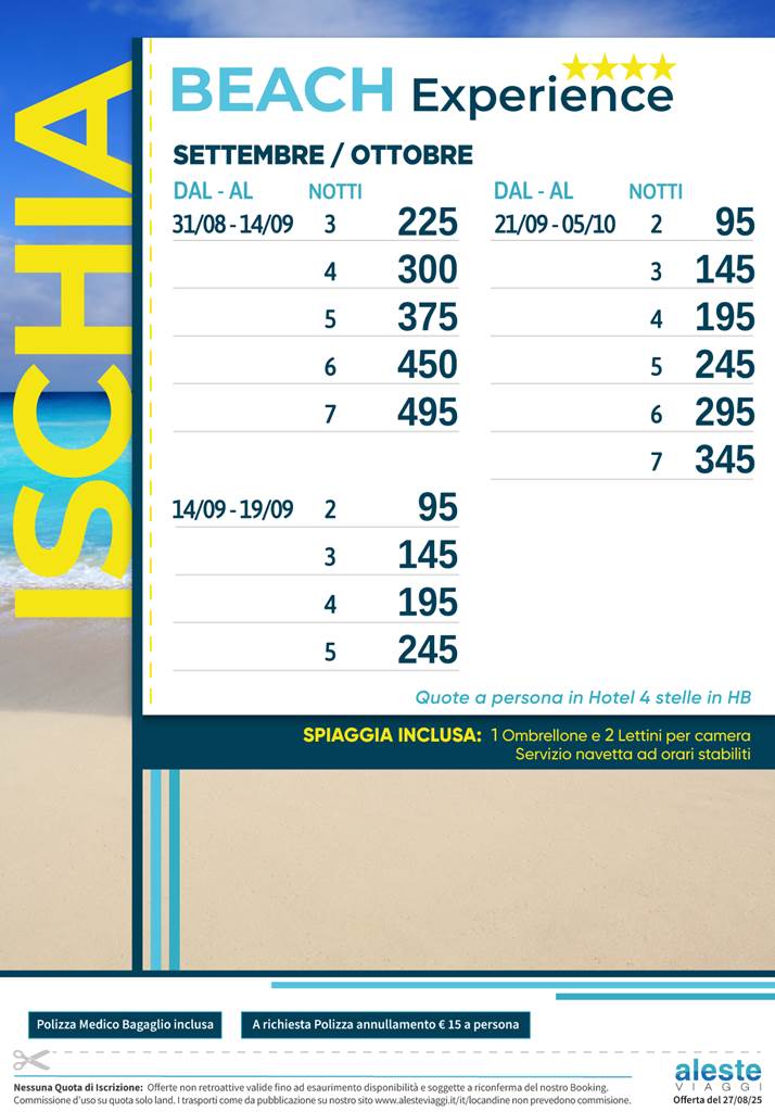beach experience settembre ottobre 2025