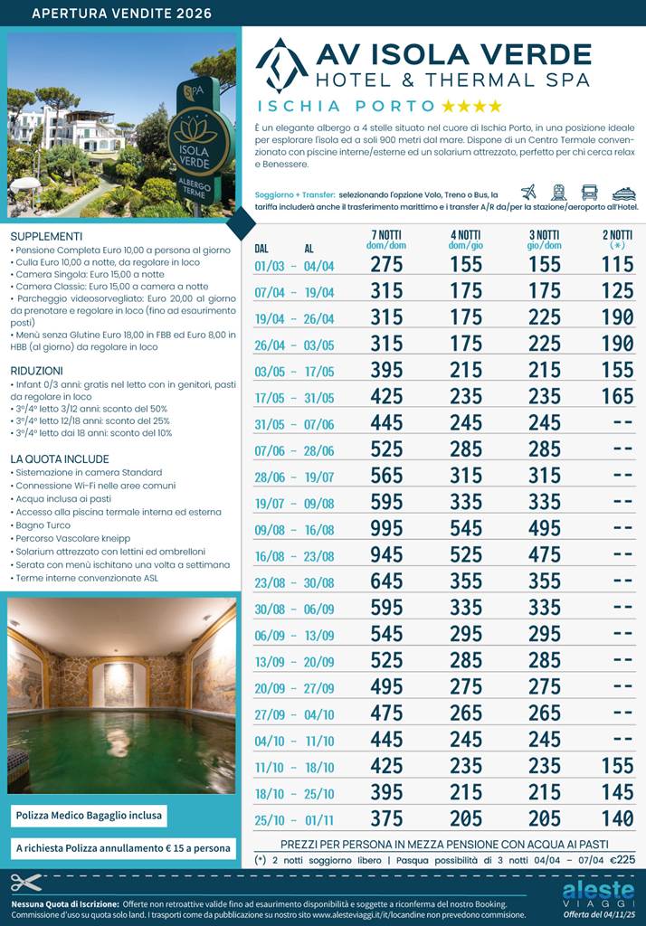 av isola verde apertura vendite 2026