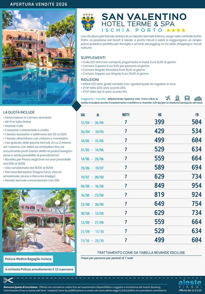 san valentino hotel terme spa apertura vendite 2026
